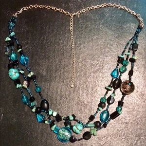 SAQ multi strand turquoise necklace